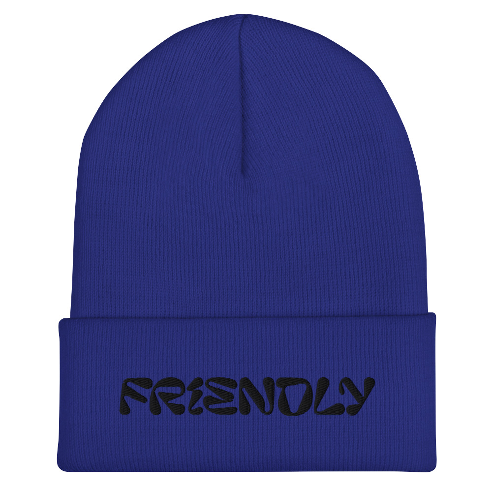 Royal Blue Friendly Gear Beanie with logo - Black