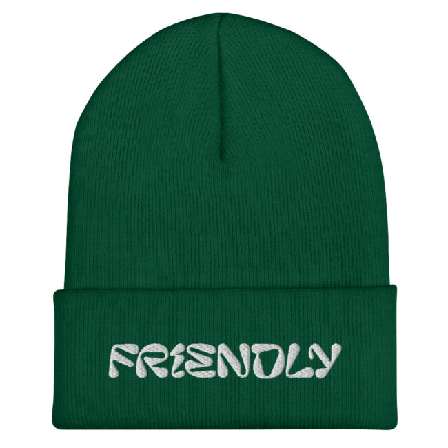 Green Friendly Gear Beanie with logo - White