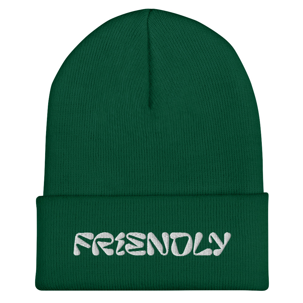 Green Friendly Gear Beanie with logo - White