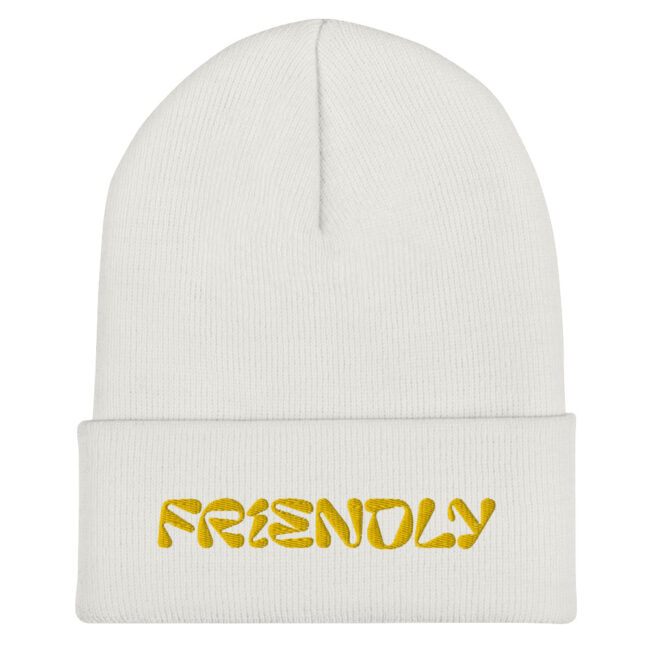 White Friendly Gear Beanie with logo - Yellow