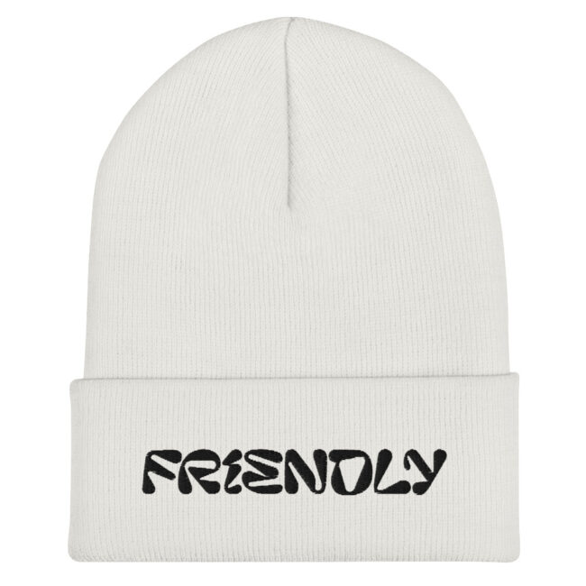 White Friendly Gear Beanie with logo - Black